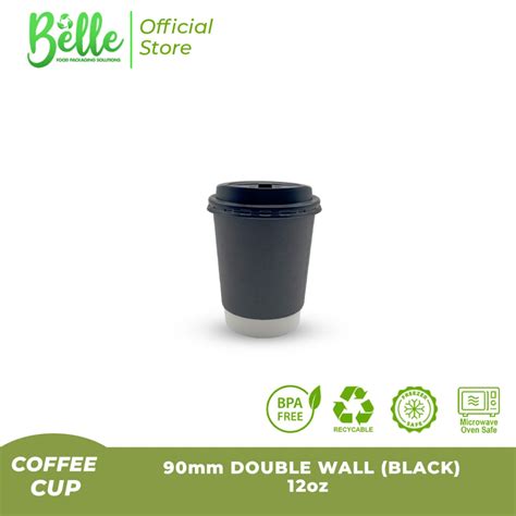 Belle 25pcs Double Wall Coffee Cups Kraft And White Laminated Sizes 8oz