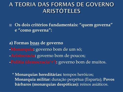 Ppt A Teoria Das Formas De Governo Arist Teles Powerpoint