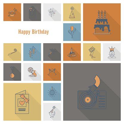 Happy Birthday Icons Set Stock Clipart Royalty Free Freeimages