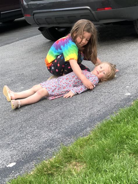 My daughters wanted to play with chalk outside. I came out to them ...