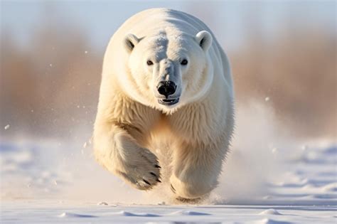 Premium Ai Image A Polar Bear Running In The Snow