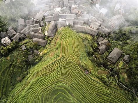 Aerial view on Longsheng rice terraces available as Framed Prints ...