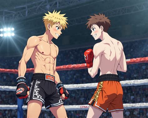 Animes De Muay Thai - An anime picture shows a Muay Thai match between a boy with blonde hair ...