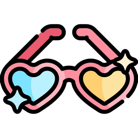 Eyeglasses Kawaii Lineal Color Icon