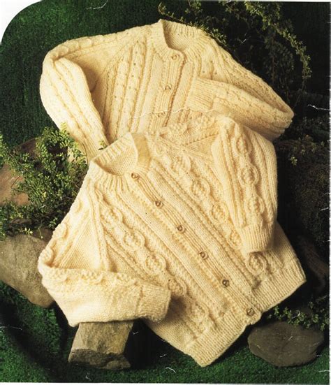 Childrens Aran Cardigan Knitting Pattern Pdf Childs Cable Jacket 20 28