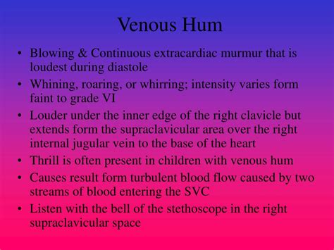 Venous Hum Murmur , VENOUS HUM IN CARDIAC AUSCULTATION – UJWBB