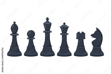 Chess pieces in cartoon style. Vector illustration isolated on white ...