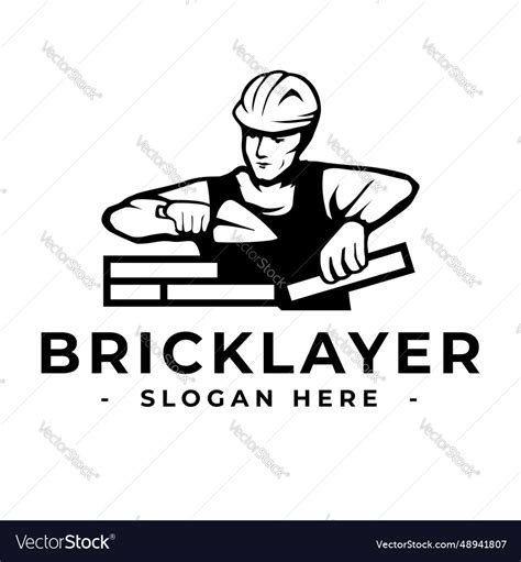 Masonry Logo Design Template Bricklayer Royalty Free Vector