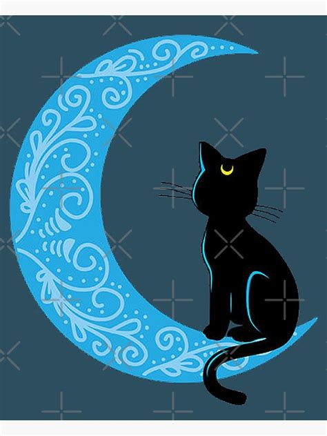 Black Cat Moon Poster For Sale By I Lov3 Anime Redbubble