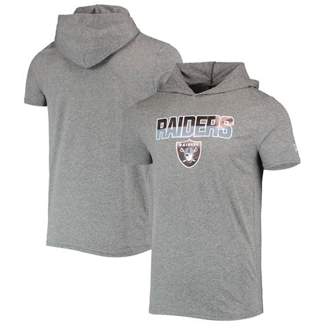 Mens Las Vegas Raiders New Era Heathered Gray Team Brushed Hoodie T Shirt