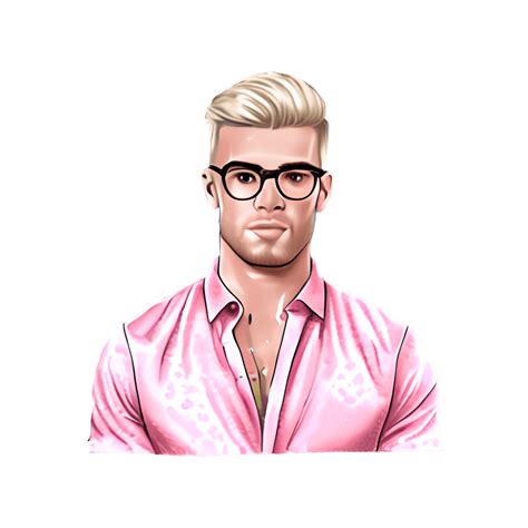 Homme Gay Arc En Ciel Aux Cheveux Blonds Courts Et Aux Lunettes Transparentes Sur Fond Rose