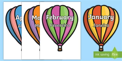 Months Of The Year On Hot Air Balloons Teacher Made