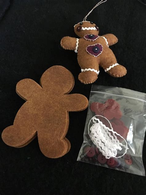 Diy Felt Gingerbread Men Ornaments Diy Maker Holiday Craft Etsy