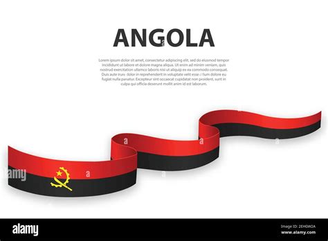 Waving Ribbon Or Banner With Flag Of Angola Template For Independence