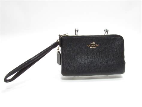 Coach Ladies Gold Toned Coach Logo Wallet Black