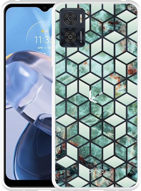 Motorola Moto E E I Hoesje Groen Hexagon Marmer Designed By Cazy Bol