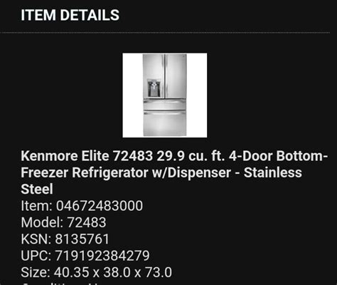 Kenmore Elite Refrigerator Parts Ebay