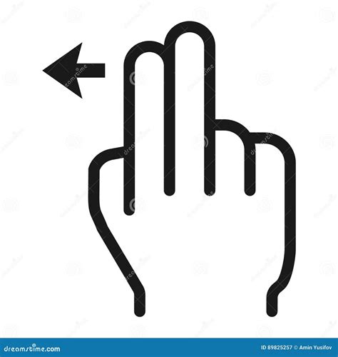 2 Finger Swipe Left Line Icon Touch And Gesture Stock Vector