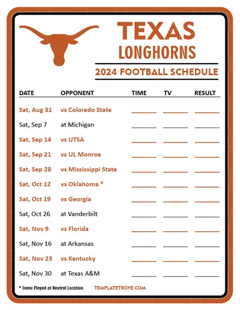 Longhorn Football 2024 Schedule Bibi Victoria