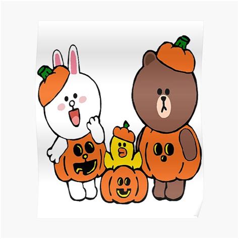 Brown Bear Cony Bunny Rabbit Duck Pumpkins Poster For Sale By