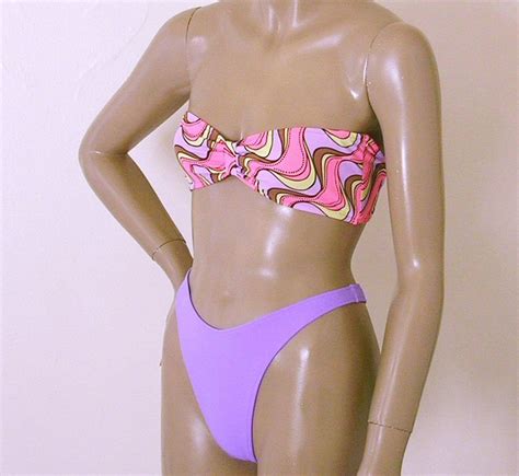 S S Thong Bikini Bottom With Strapless Bandeau Top In Etsy