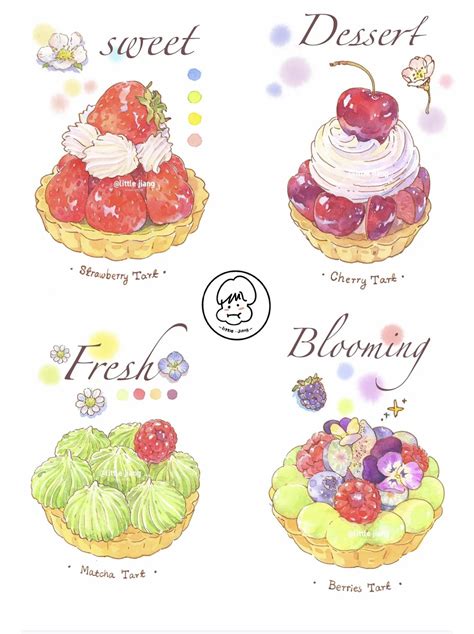 Sweet Desserts Illustration with Cherries