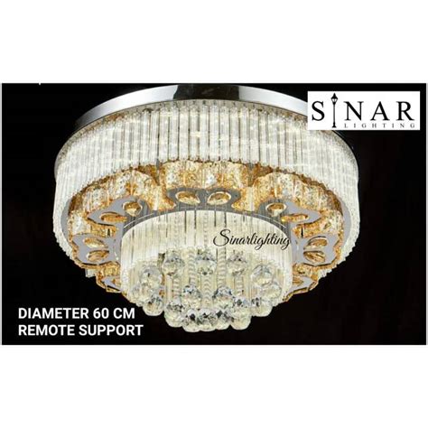 Jual Lampu Plafon Kristal Remote 9297 60 Cm Shopee Indonesia