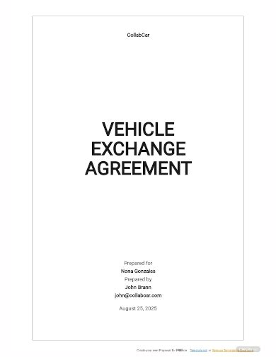 FREE 10 Vehicle Exchange Agreement Samples In MS Word Google Docs