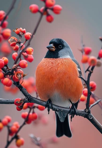 Premium Photo Bullfinch Sits On A Branch In Its Natural Habitat