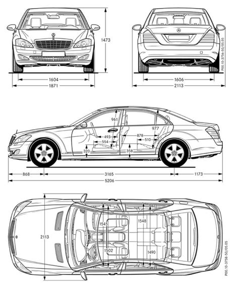 Mercedes Benz S Class 2005 Blueprint Download Free Blueprint For 3d Modeling Benz S Class