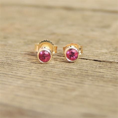 Beatiful Natural Pink Tourmaline Stud Earrings Earth Mined Tourmaline