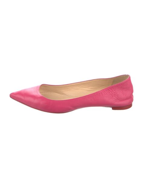 Christian Louboutin Leather Scalloped Accent Ballet Flats Pink Flats