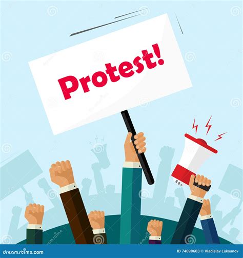 Politic Protest Signs Crowd Of People Protesters Revolution Placard ...