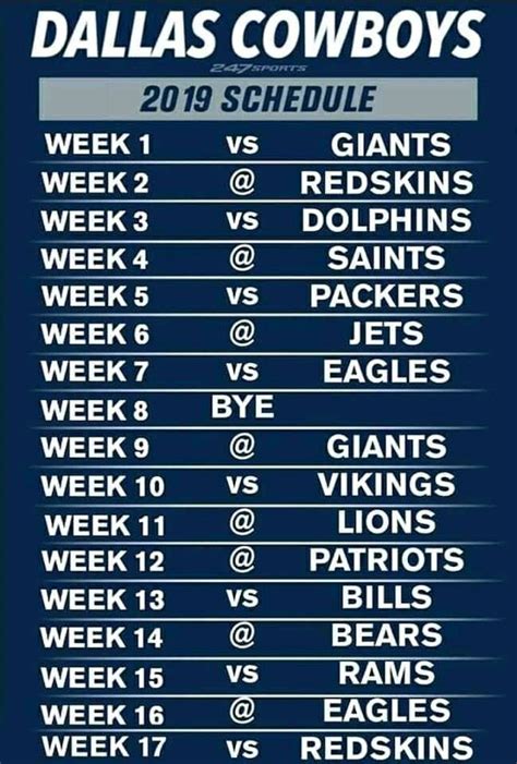 Cowboys Season Schedule