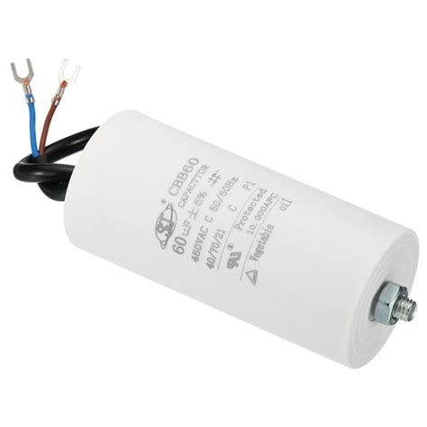 Uxcell Cbb60 60uf Run Capacitor Ac450v 2 Wires 5060hz Cylinder With