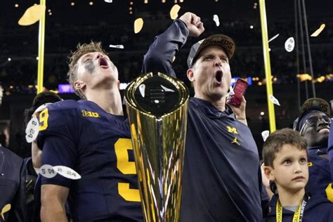 Jim Harbaugh Passes Mic To His Dad For Epic Celebration After Michigan Wins National