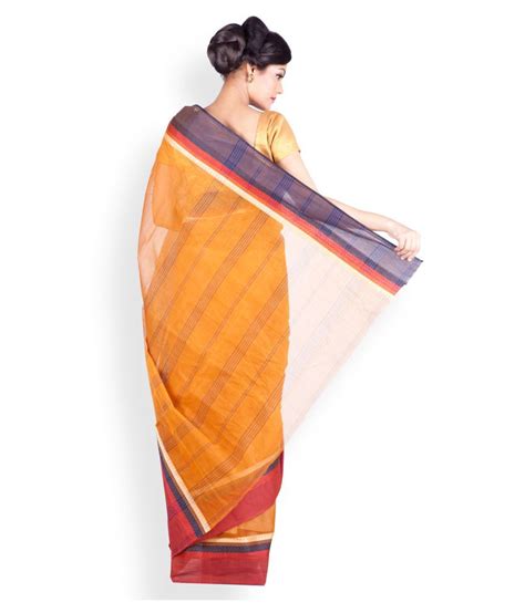 Sangam Kolkata Orange Bengal Handloom Saree Buy Sangam Kolkata Orange