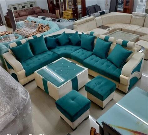 8 Seater Wooden Corner L Shape Sofa Set With Lounger At Rs 48000 Set