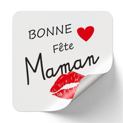 Sticker Rectangulaire Bonne Fete Maman 4x35cm Lot De 500