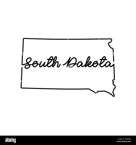 South Dakota Us State Outline Map With The Handwritten State Name