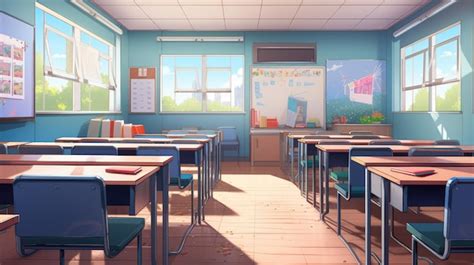 Premium Photo | Illustration of an empty school classroom in a lively ...