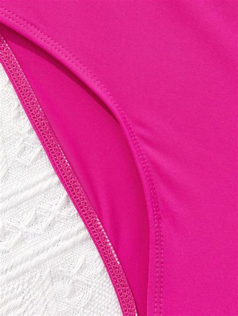 SHEIN Tween Girl Casual One Shoulder Bikini Set Bikini Set Top With