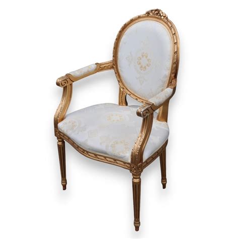 Fauteuil médaillon style Louis XVI doré Moinat SA Antiquités décoration