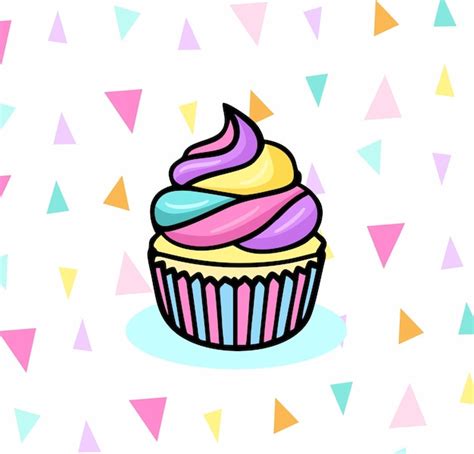 Premium Vector | Cute drawing of a colorful cupcake