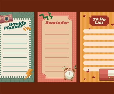 Set Of Journal Page With Vintage Style Vector Art & Graphics ...