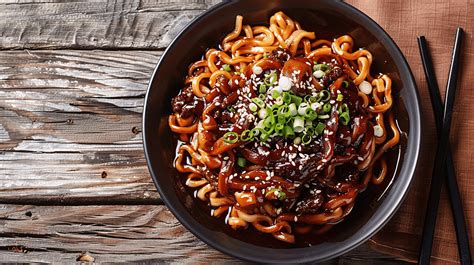 Korean Instant Noodle With Black Bean Sauce Or Jajangmyeon Or ...