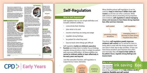 Self Regulation EYFS Practitioner Support Handout CPD