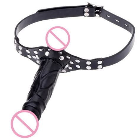 Slave Restraint Realistic Penis Double Ended Dildo Gag Mouth Plug Bdsm