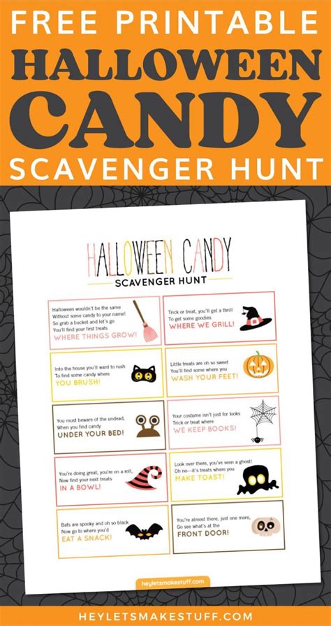 Free Printable Halloween Candy Scavenger Hunt - Hey, Let's Make Stuff