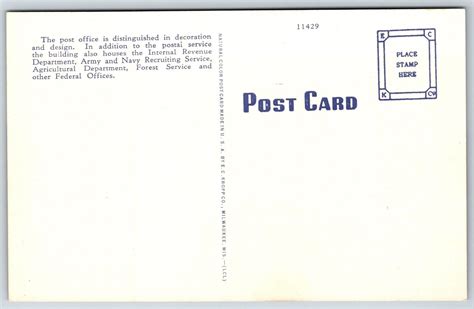 The Us Post Office In Hutchinson Kansas Reno County Linen Postcard